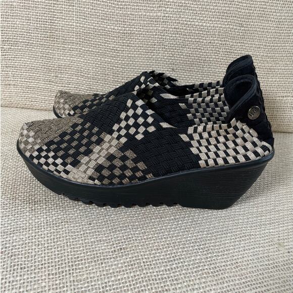 BERNIE MEV Sexy Comfort Stretch Woven Wedge Heels -Gold Black  size 39 / 8.5 - 9 - Picture 7 of 9